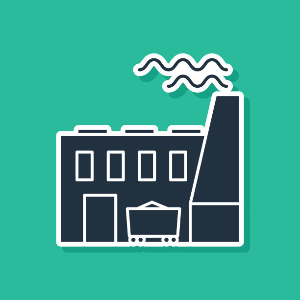 蓝色的煤电厂和工厂图标隔离上图片下载