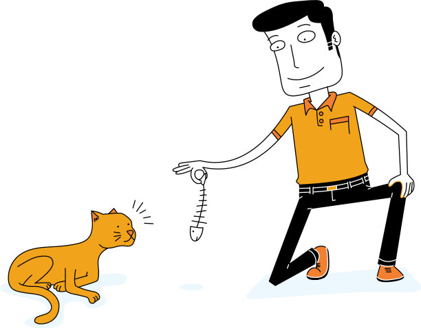 人把一条鱼给了一只饥饿的猫图片下载