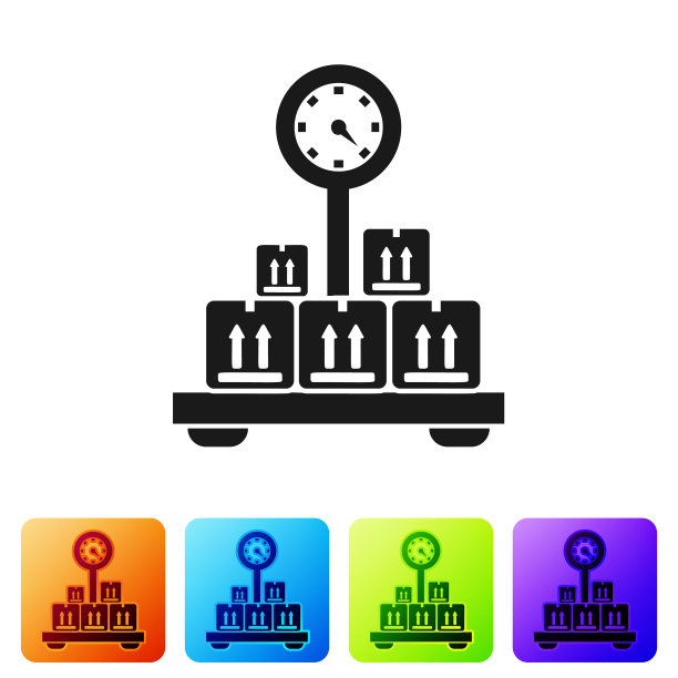 黑色刻度与纸盒图标隔离图片下载