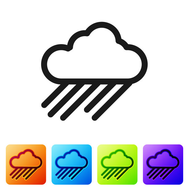 黑色的云与雨的图标孤立在白色图片下载