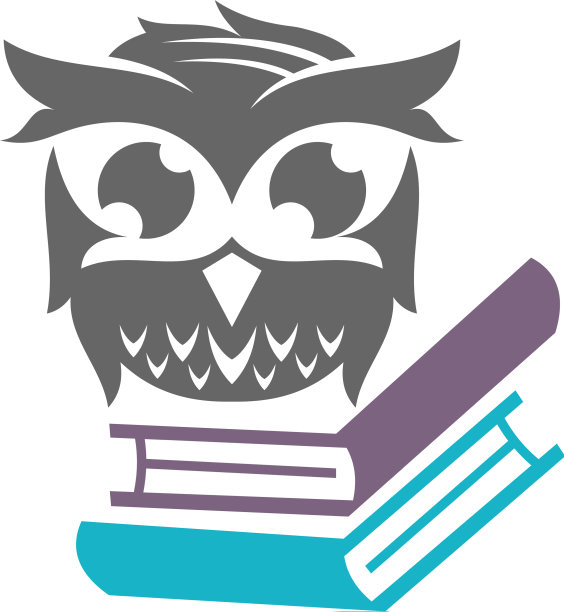 猫头鹰图书文学标志设计模板孤立图片下载