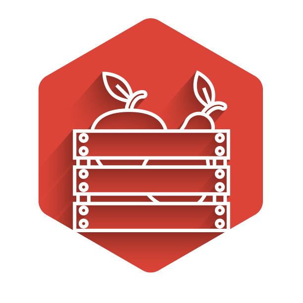 白线木盒水果和蔬菜图片下载