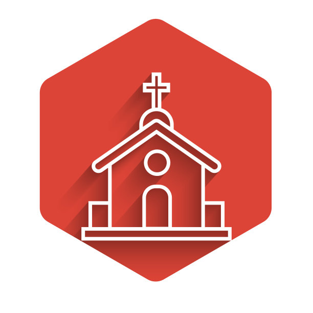 教堂建筑的标志用白线隔开图片下载