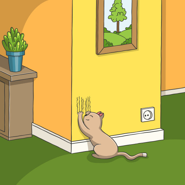 猫抓墙图片下载