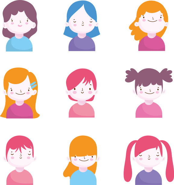 可爱的小男孩和小女孩人物肖像集图片下载