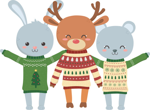 圣诞快乐庆祝可爱的熊鹿和图片下载