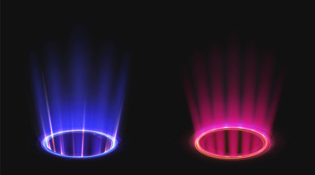 带有蓝色和粉色灯光效果的魔法入口图片下载
