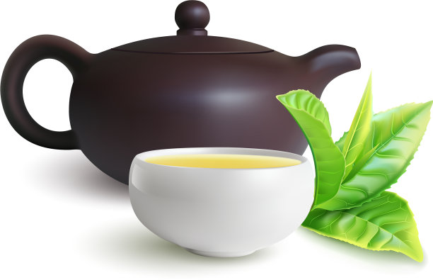 中国茶道用的泥茶壶和茶杯图片下载