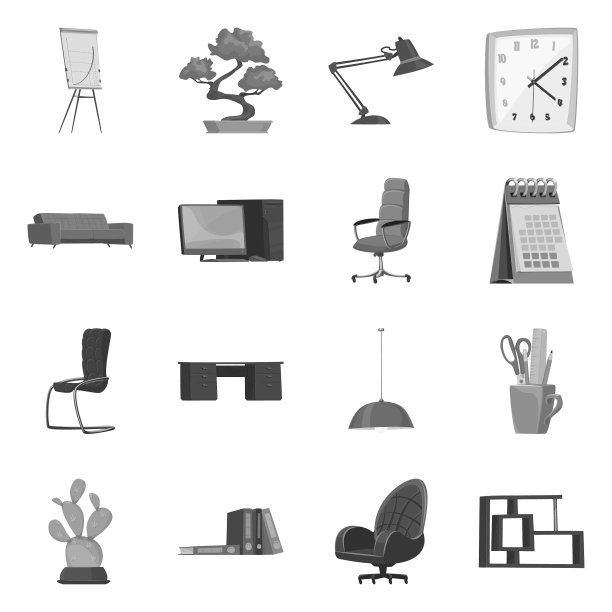 孤立对象家具和工作图标图片下载