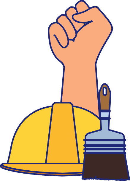 手拿施工锥和油漆刷图片下载