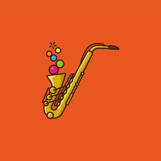 吹萨克斯风彩色气泡矢量插图图片下载