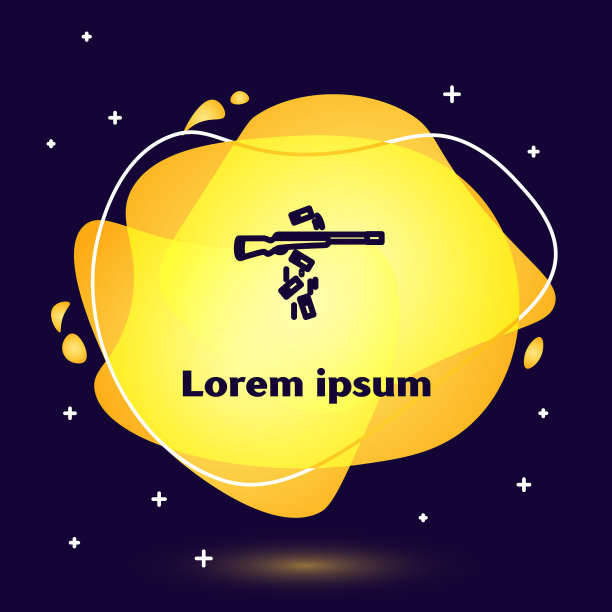 黑线枪射击图标孤立在深蓝色图片下载