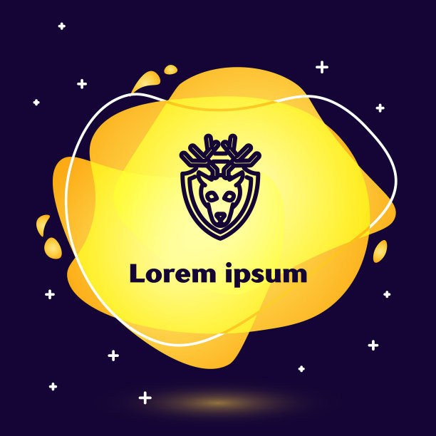 黑线鹿头与鹿角盾图标图片下载