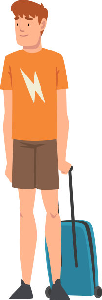 男游客和旅行箱男一起旅行图片下载