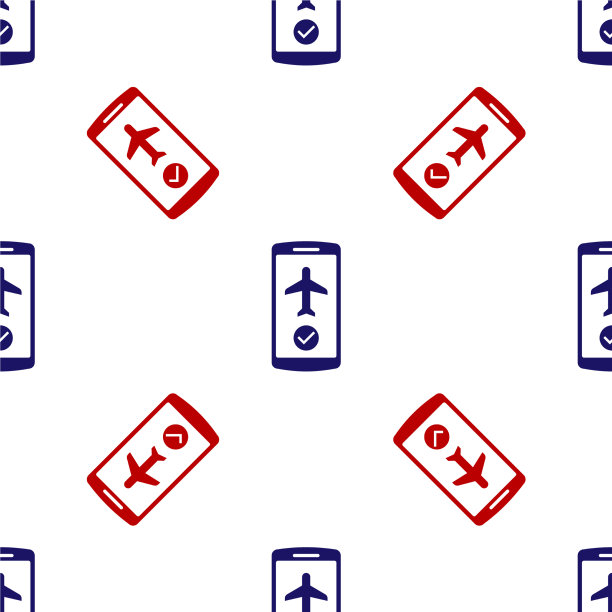 蓝色和红色飞行模式手机图标图片下载