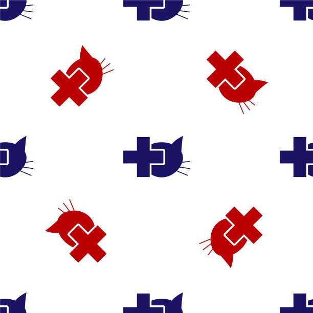 蓝色和红色的兽医诊所标志图标图片下载