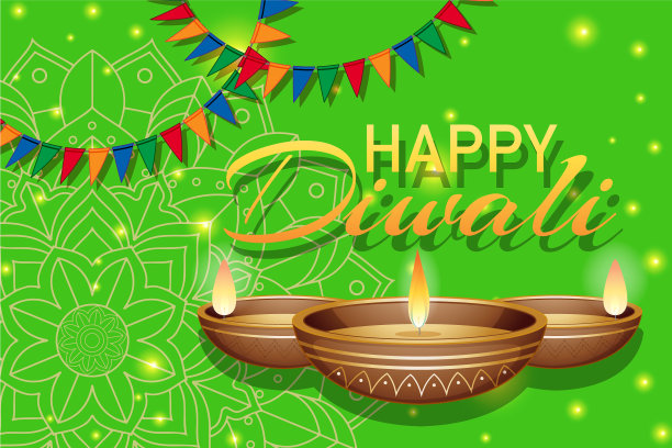 以曼荼罗图案为背景的快乐排灯节图片下载