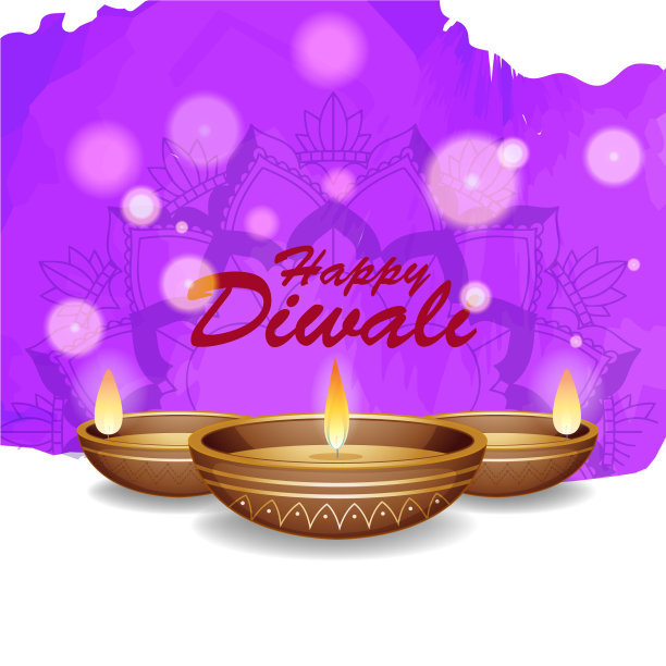 以曼荼罗图案为背景的快乐排灯节图片下载