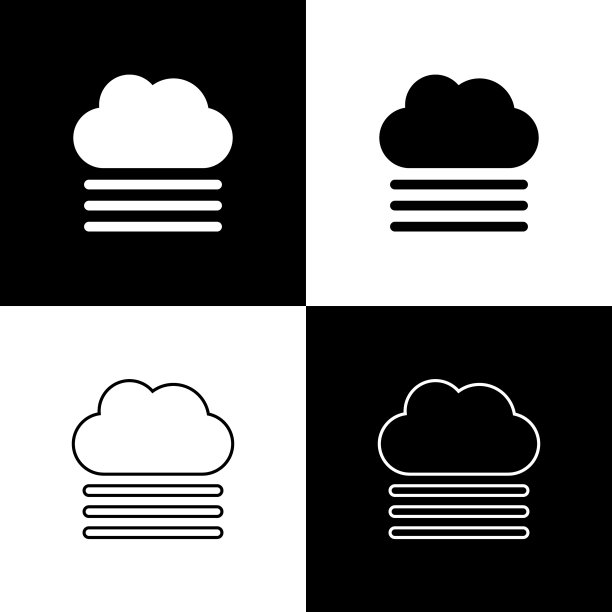 设置雾和云图标隔离在黑色和白色图片下载