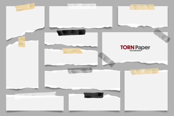 白色撕纸条收集逼真图片下载