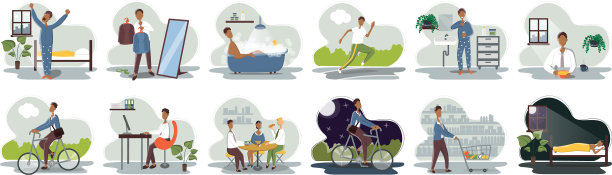 设定每天的休闲和工作活动图片下载