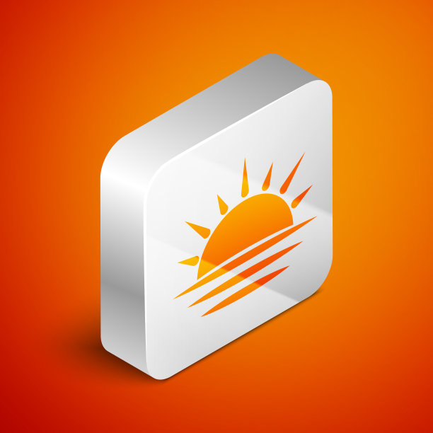 等距日落图标孤立在橙色图片下载