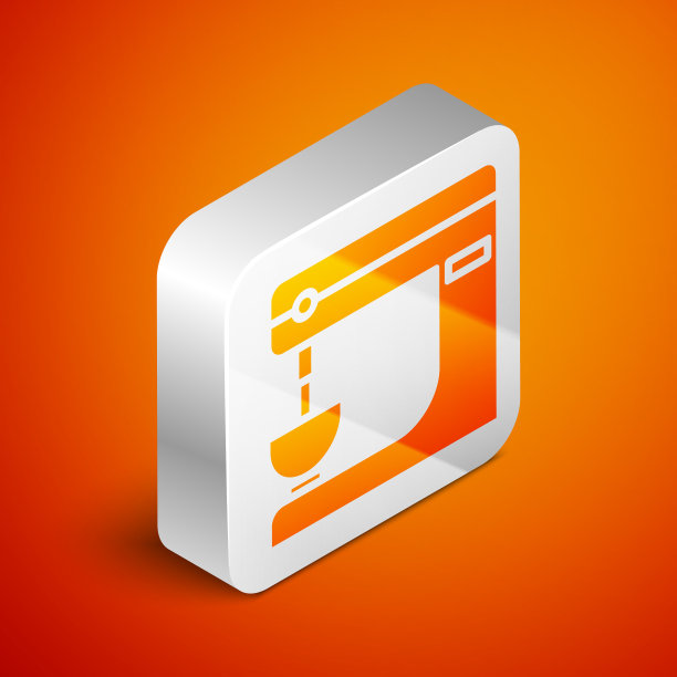 等距电动混合器图标隔离在橙色上图片下载