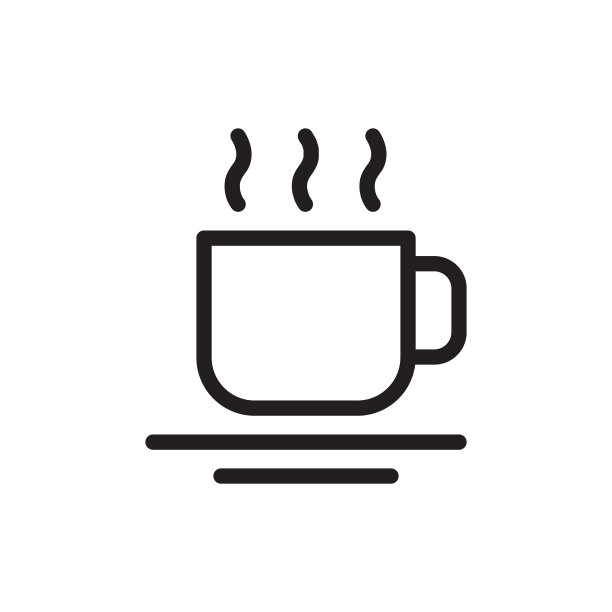 扁平线条咖啡杯图标logo元素咖啡图片下载