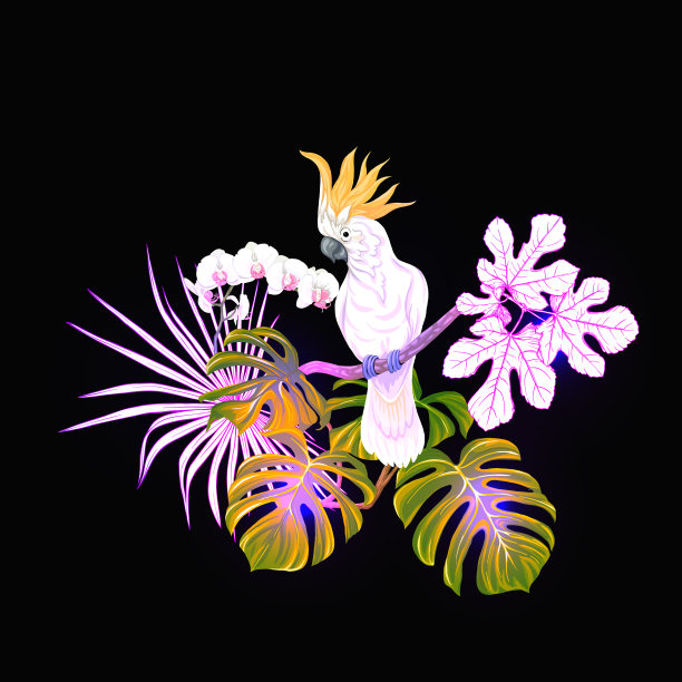 一种合成热带植物棕榈叶图片下载