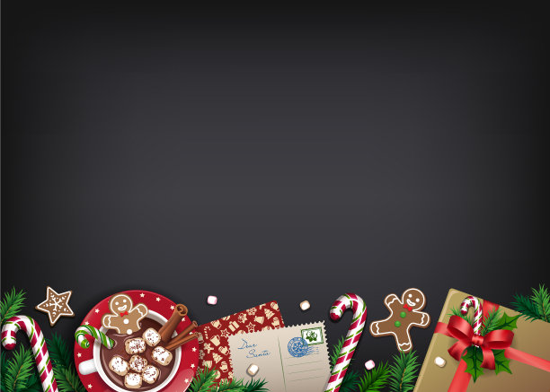 黑板上有礼物的圣诞海报图片下载