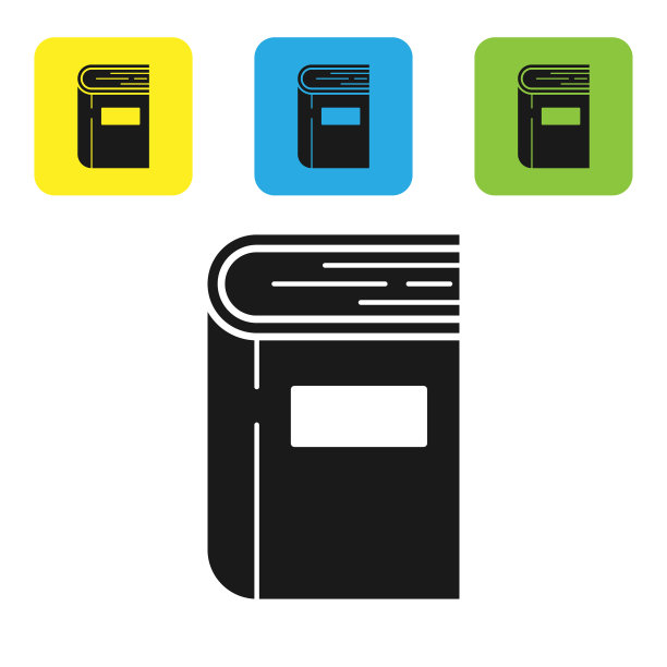 黑书图标孤立在白色背景设置图片下载