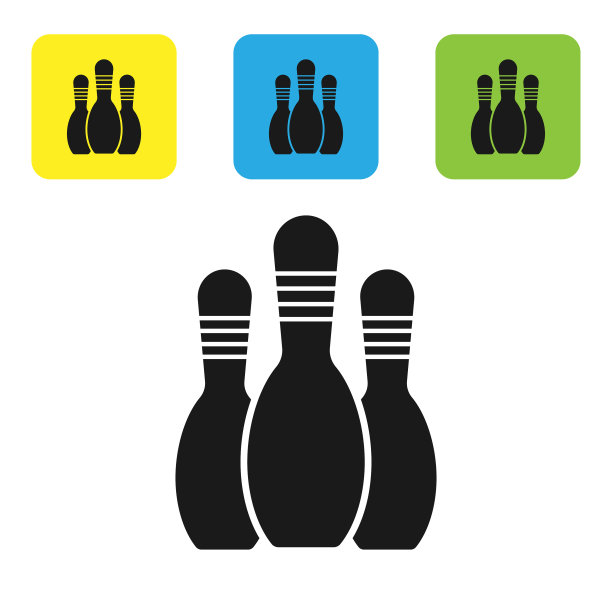 黑色保龄球瓶图标隔离在白色上图片下载