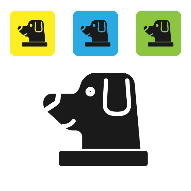 黑狗在宇航员头盔图标孤立图片下载