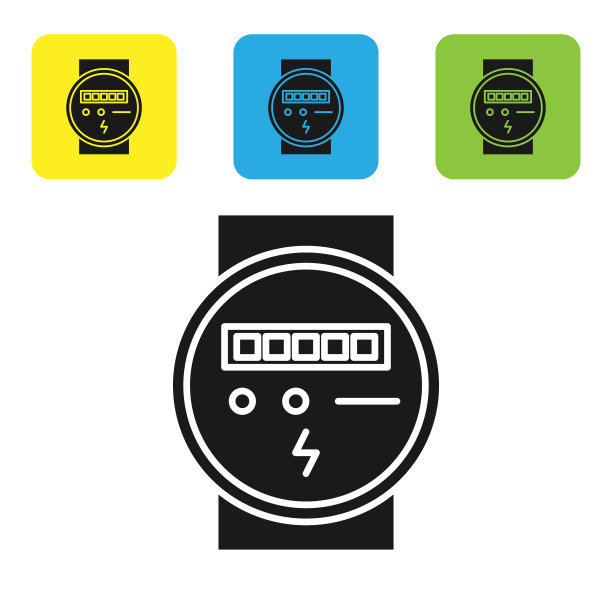 黑色电表图标隔离在白色上图片下载