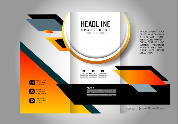 模板设计用红色三页宣传册图片下载