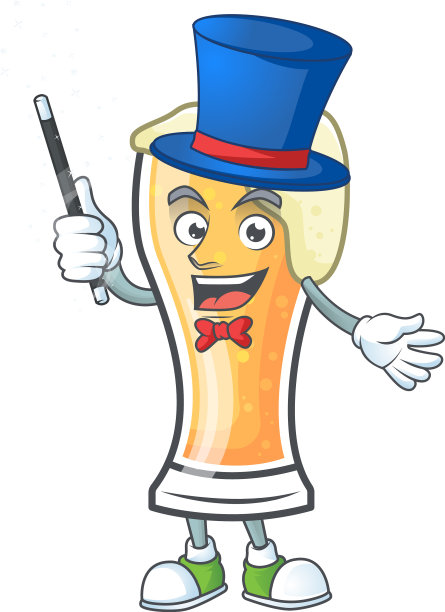 新鲜的啤酒杯与卡通人物魔术师图片下载