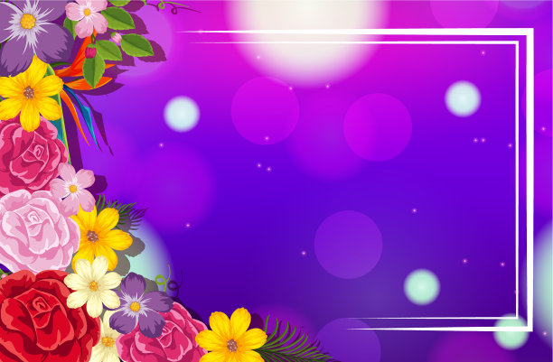 框架模板设计与五颜六色的花图片下载