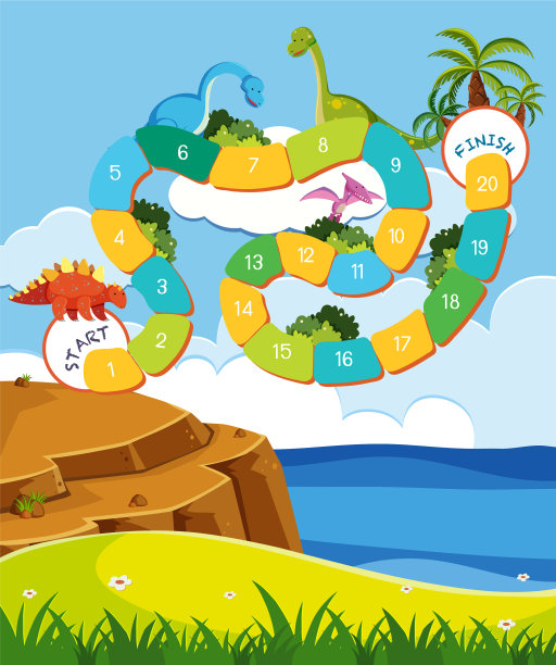 带有恐龙背景的桌面游戏设计模板图片下载