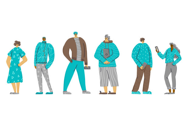 年轻的成人角色孤立的平面设计图片下载