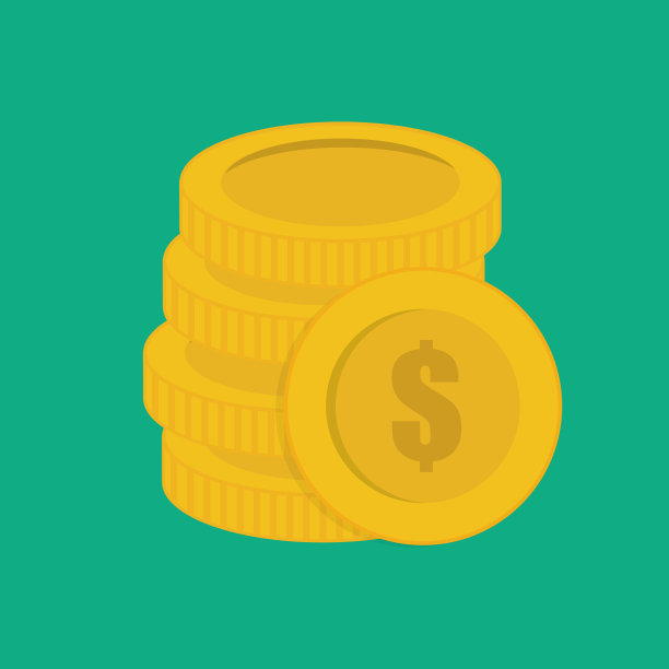 堆叠的金币矢量插图。硬币图标，硬币钱。金币现代扁平设计。图片下载