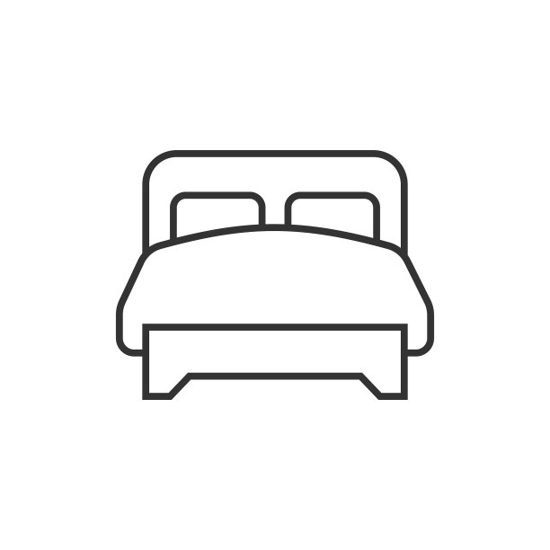 床图标在平面风格的卧室标志上的白色图片下载
