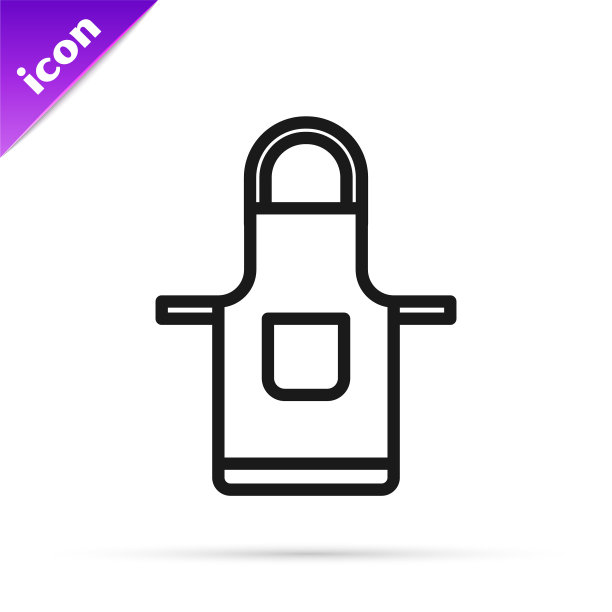 黑色线厨房围裙图标孤立在白色图片下载