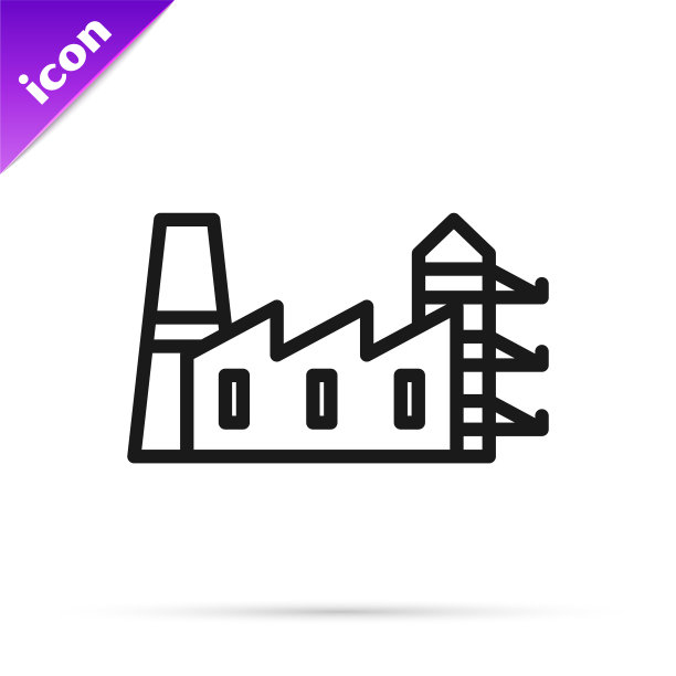 黑线电站和工厂图标图片下载