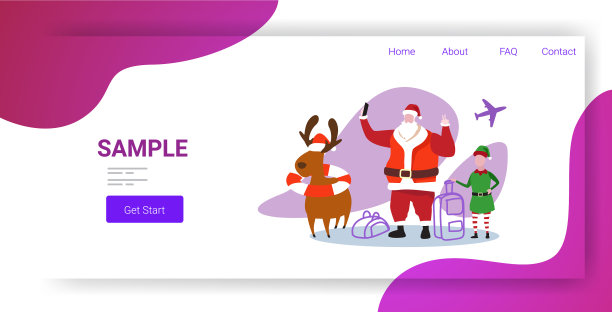 精灵圣诞老人和驯鹿带着行李图片下载