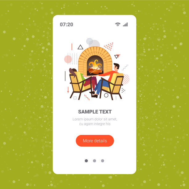 一对夫妇坐在壁炉附近圣诞新年图片下载