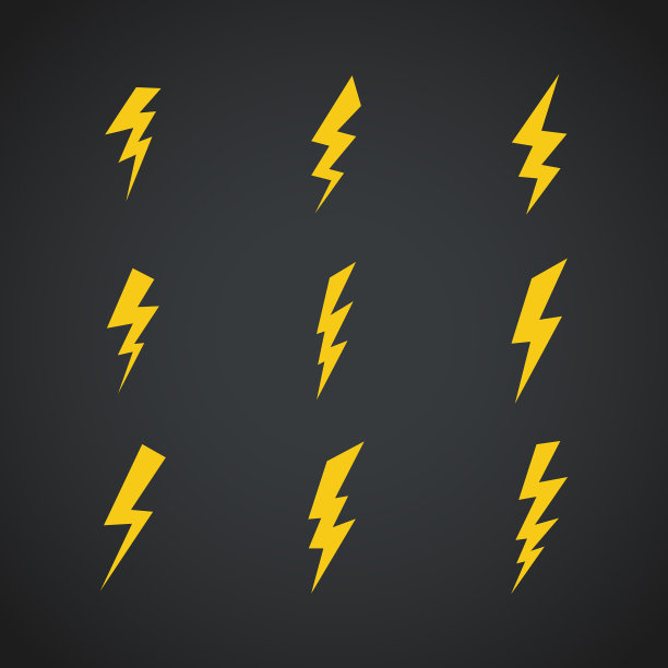 闪电图标设置的符号设置在黑暗图片下载