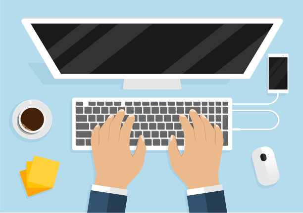 男人用手在电脑键盘上打字图片下载