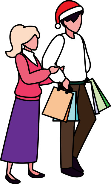 一对穿着白色购物袋的情侣图片下载