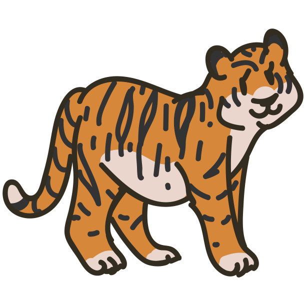 可爱的卡通老虎剪辑艺术野生动物图片下载