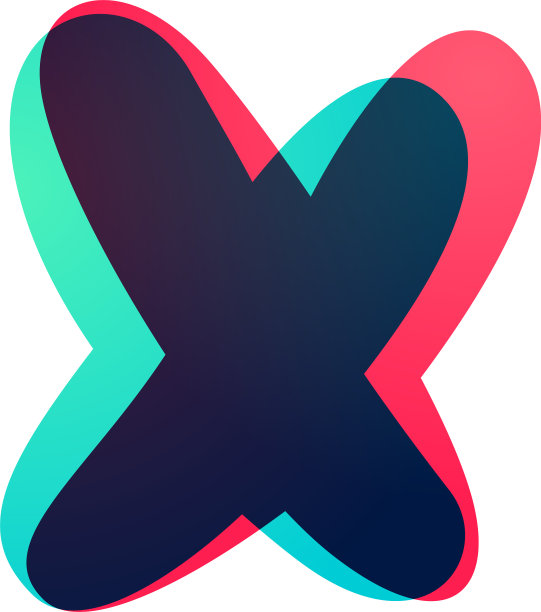 重叠的渐变字母X标志图片下载